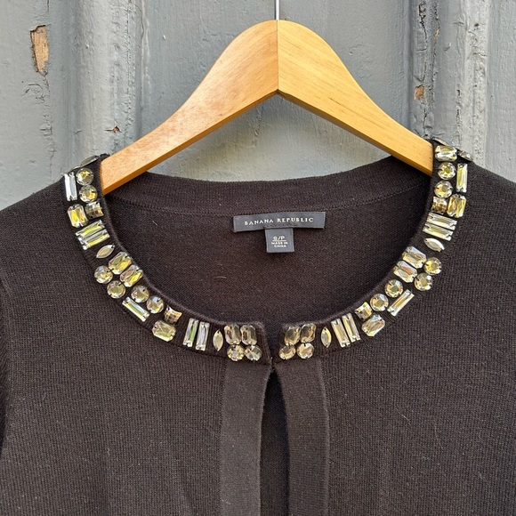 Banana Republic black with jewels wool blend cardigan, Small - Picture 2 of 7